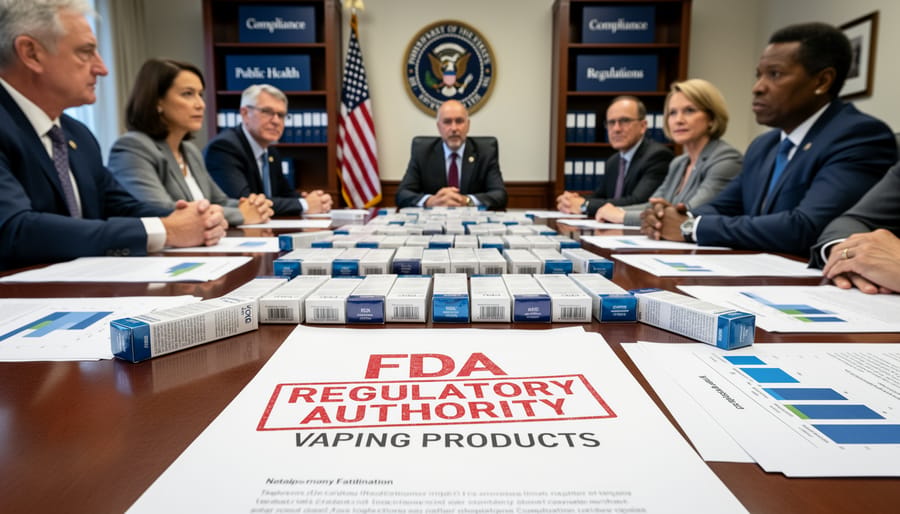 FDA headquarters building exterior with American flag